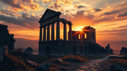 Fototapeta premium sunset over temple