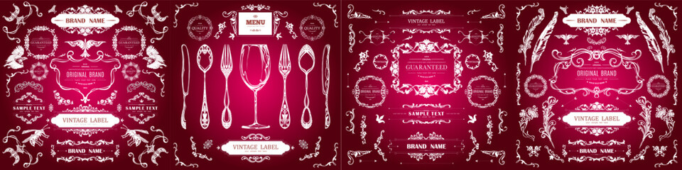 Set of Vintage Decorations Flourishes Elements. 