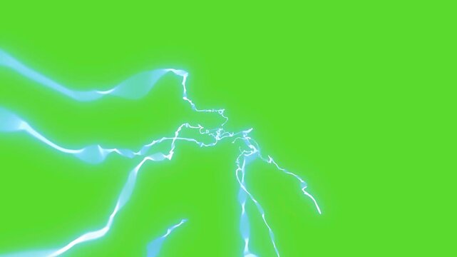  green screen vibrant lightning tunder  vfx of blue lightning bolts dancing across a background, perfect for creating energy-themed visuals or dynamic weather effects.