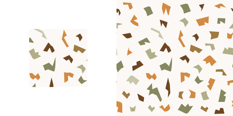 Terrazzo patterned swatches. Terrazzo stone seamless pattern. Modern background design.