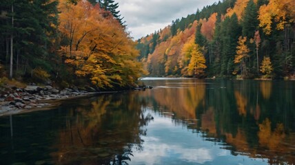 Fototapeta premium calm river winding through a dense forest