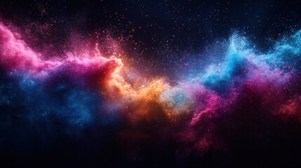 Fototapeta premium Cosmic nebula with vibrant pink, blue, and orange hues.