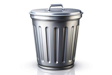 Trash Bucket Icon - Isolated Trash Bin on White Background for Cleanliness and Waste Management Concept, Perfect for Recycling and Environmental Awareness Graphics