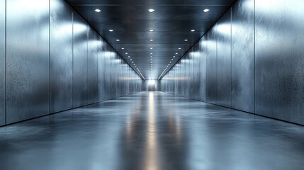 Metallic Corridor with Lights