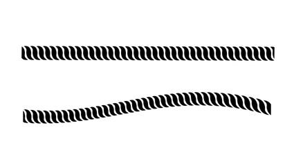 Straight and wavy Rope symbol , black isolated silhouette