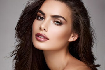 Fototapeta premium A woman with long brown hair and a tan complexion