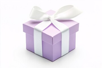 Obraz premium Soft lavender-colored gift box with a white silk
