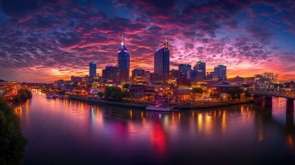 Nashville Skyline at Sunset