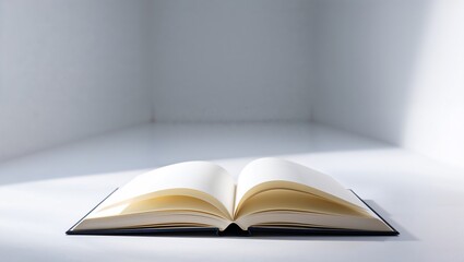 Open book in a corner with bright light, minimalistic mood, International Day of Education