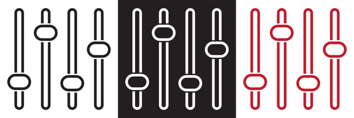 Set of Sound mixer icon. Volume settings signs .  isolated on white and black background. vector illustration. EPS 10