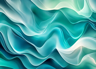 Obraz premium Fluid, swirling teal and white hues create a dynamic, abstract pattern