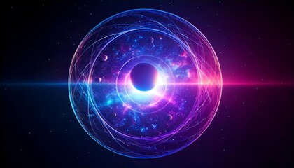 Fototapeta premium Vibrant Cosmic Abstract with Orbital Elements and Colors