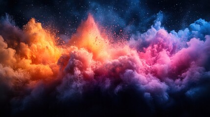 Naklejka premium Vibrant cosmic cloud explosion.