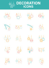 set of Christmas decoration icons