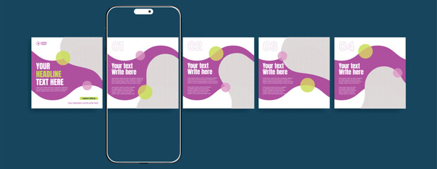 Carousel Post Template set, Editable social media posts banner set, corporate business marketing promotional carousel banner for motivational, quotes, blog text template design