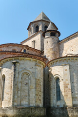 The back of the roman abbey of Saint-Pierre church from the 11th century in Beaulieu-sur-Dordogne Corrèze Nouvelle-Aquitaine in Southern France	