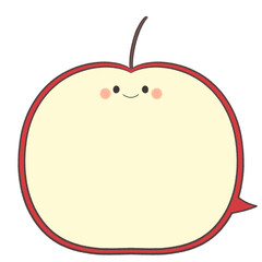 かわいい顔つきのりんごの吹き出し
