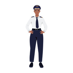 Woman pilot in flying uniform. Flat vector Character illustration © Wigo Design