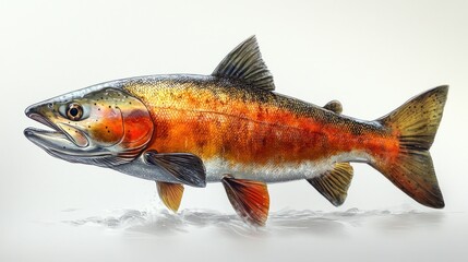 Fototapeta premium Vibrant golden trout, detailed illustration.