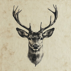Charming monochrome illustration of a deer’s portrait, beautifully capturing its essence for wildlife-themed home decor.