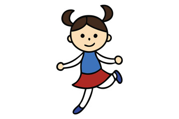 illustration of isolated a girl skipping on white.eps