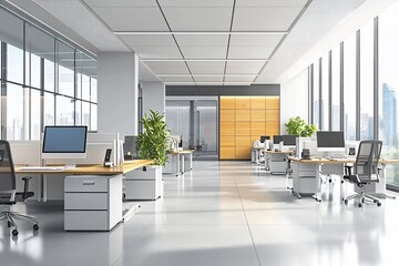 Fototapeta premium Modern Office Environment with Open Spaces and Natural Light
