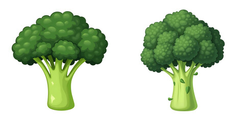 Two cartoon broccoli illustrations