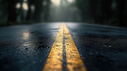 Empty Road Through the Fog