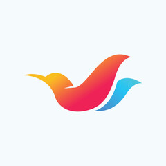 Bird-shaped company logo icon with blue wings, full of philosophy logo design. by Fullvi Studio