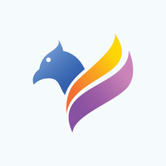 Bird-shaped company logo icon with blue wings, full of philosophy logo design.