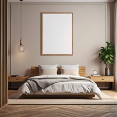 Generative ai mockup poster frame bedroom