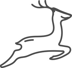 Minimalist hand-drawn doodle of a reindeer in motion with antlers. Perfect for Christmas-themed projects, festive designs, holiday decor, and winter celebration illustrations.