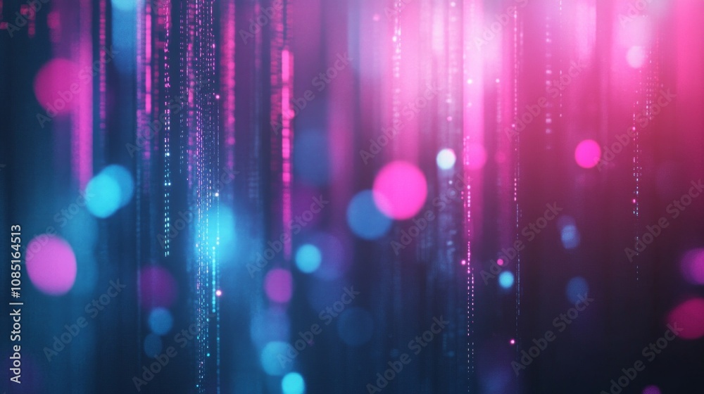 Poster the image is a colorful, abstract background with pink and blue swirls