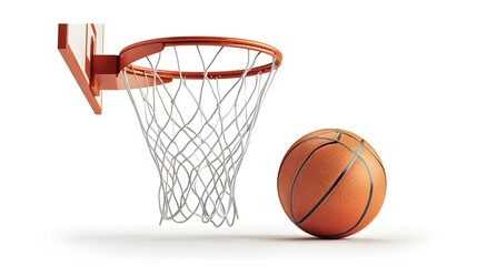 Fototapeta premium Basketball and Hoop Set Isolated on White