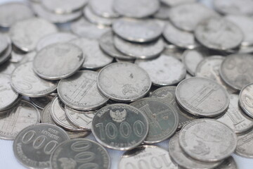 Coins background. Indonesia rupiah coins. cent coins. rupiah cents