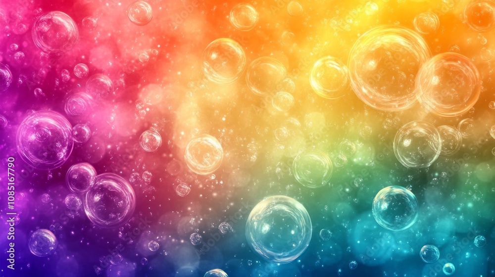 Poster A colorful background with many bubbles of different sizes