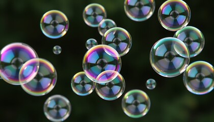 Rainbow Soap Bubbles Floating,