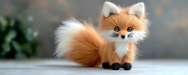 Obraz premium The whimsical yarn fox has a bushy tail that seems to have a life of its own, swishing and curling around its playful stance