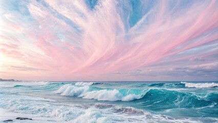 Whimsical and dreamy abstract background with delicate brushstrokes in shades of pink and blue, artistic vision, soft colors