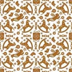 Seamless Pattern with Christmas Dekoration for  Fabric, Wraping Papier, Wallpaper on a white background, 
