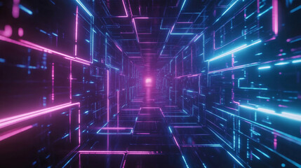 Obraz premium 3D dynamic abstract neon light streak trail technology virtual reality background. cyberpunk futuristic fashion vibrant line modern colorful rainbow glow glossy square wallpaper 