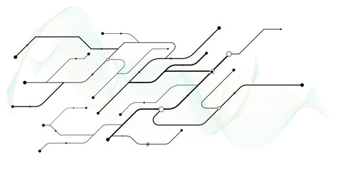 Vectors White Abstract geometric dots and lines connection circuit concept. Hi tech digital connect, communication, High technology concept.
