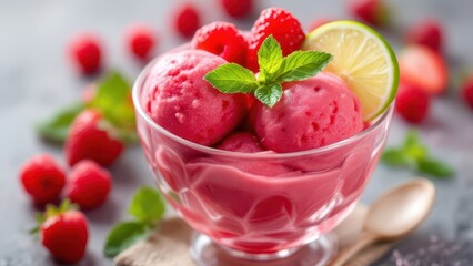 Summer Berry Sorbet with Mint and Lime