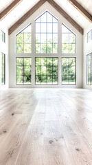 Fototapeta premium Spacious Minimalist Modern Bedroom with Large Windows