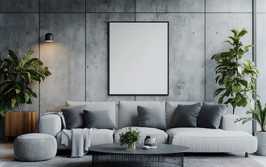 Modern living room featuring a minimalist design and plants.
