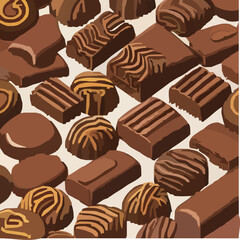甘いたくさんのチョコレートのベクターイラスト
