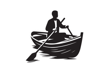 Dingy boat vector silhouette isolated in white background