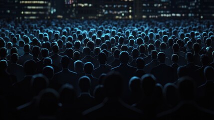 Obraz premium Silhouettes of a Large Crowd