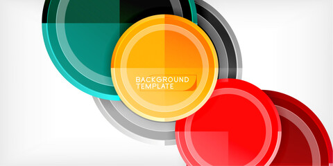 Abstract background - multicolored circles, trendy minimal geometric design, vector illustration