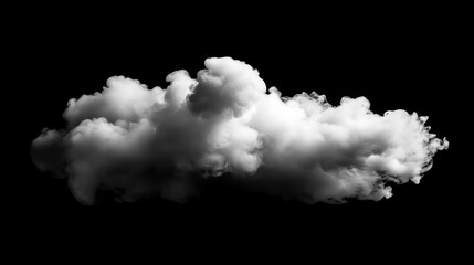 Thick smoke cloud, isolated with soft transparency, drifting, against dark background